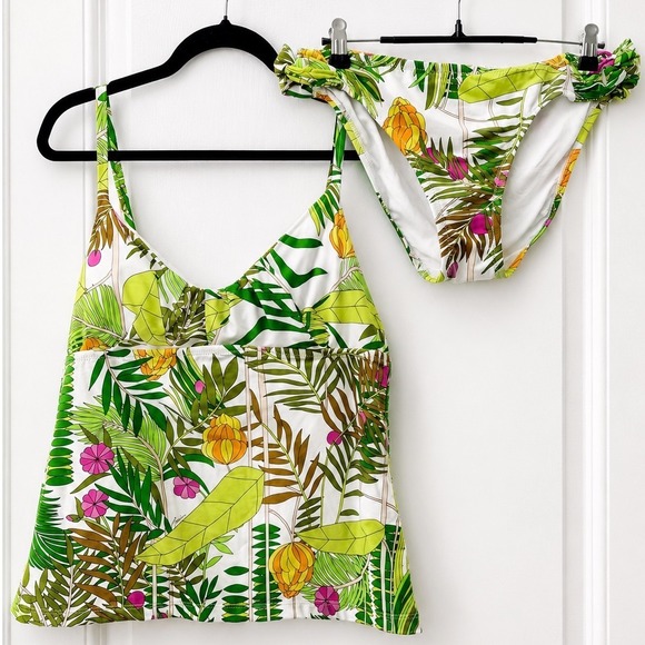 Trina Turk Other - Trina Turk It's Bananas Tankini Bikini Set Tropical Palm Leaf NWT Size 14